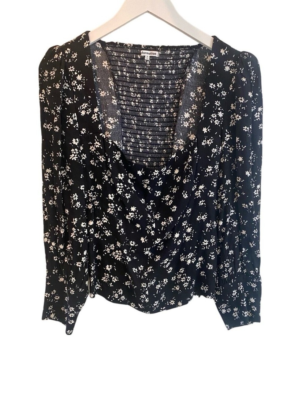 Reformation Black and White Floral Top